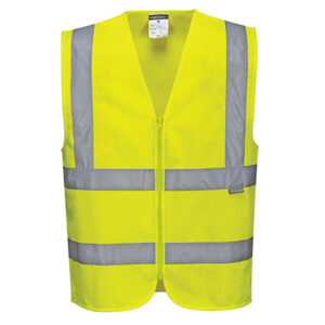 Portwest C375 Vest Hi Vis Yellow front - zip hi vis vest