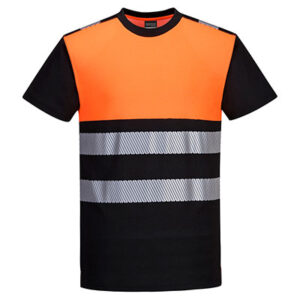 Portwest PW311 Crew Neck T Shirt Orange Black Front