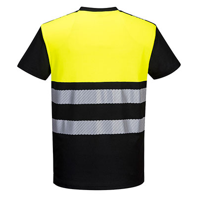 Portwest PW311 Crew Neck T Shirt Yellow Black Back