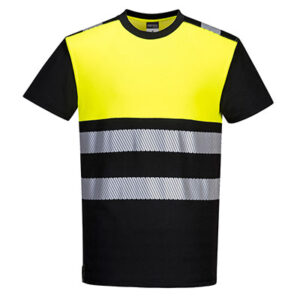 Portwest PW311 Crew Neck T Shirt Yellow Black Front