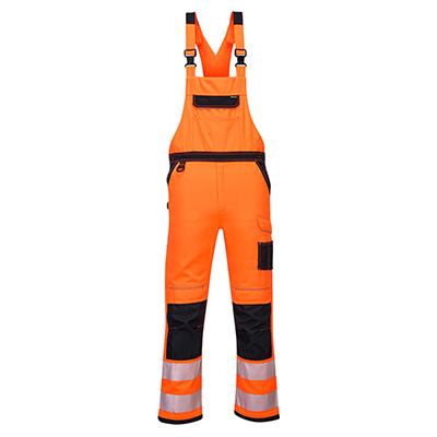 Portwest PW344 Bib and Brace Hi vis Orange Front