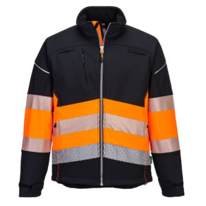 Portwest PW375 PW3 Hi Vis Softshell Jacket - Black/Orange