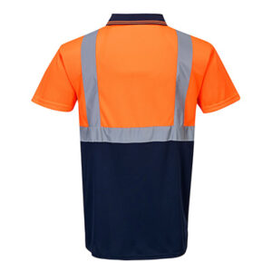 Portwest S479 Polo Shirt Orange Navy Back