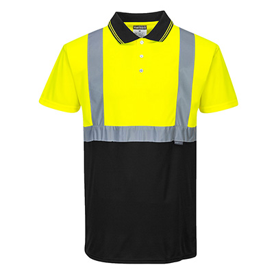 Portwest S479 Polo Shirt Yellow Black Front