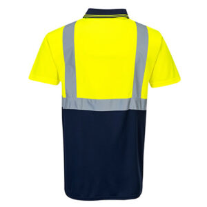 Portwest S479 Polo Shirt Yellow Navy Back