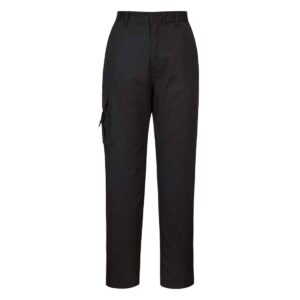 Portwest C099 Trouser Black Front - women's elasticated waist cargo work trousers