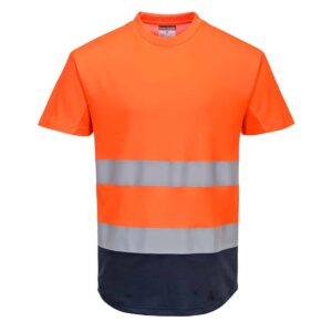 Portwest C395 Two-Tone Mesh T-Shirt Orange Front - portwest hi vis t shirt