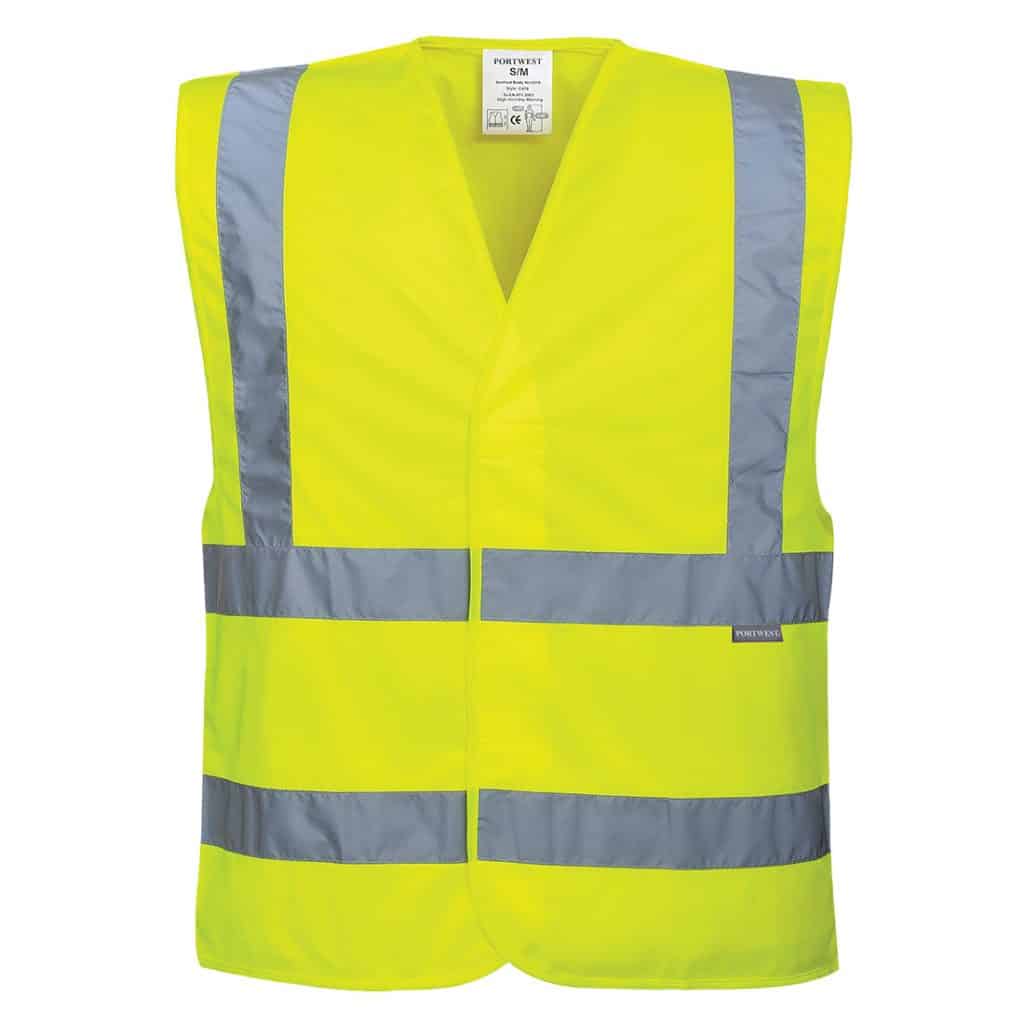 Portwest C470 Hi-Vis Two Band & Brace Vest Yellow Front