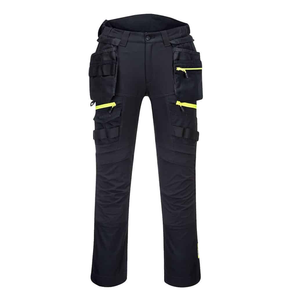 Portwest DX440 - DX4 Detachable Holster Pocket Trouser Black front - holster work trousers