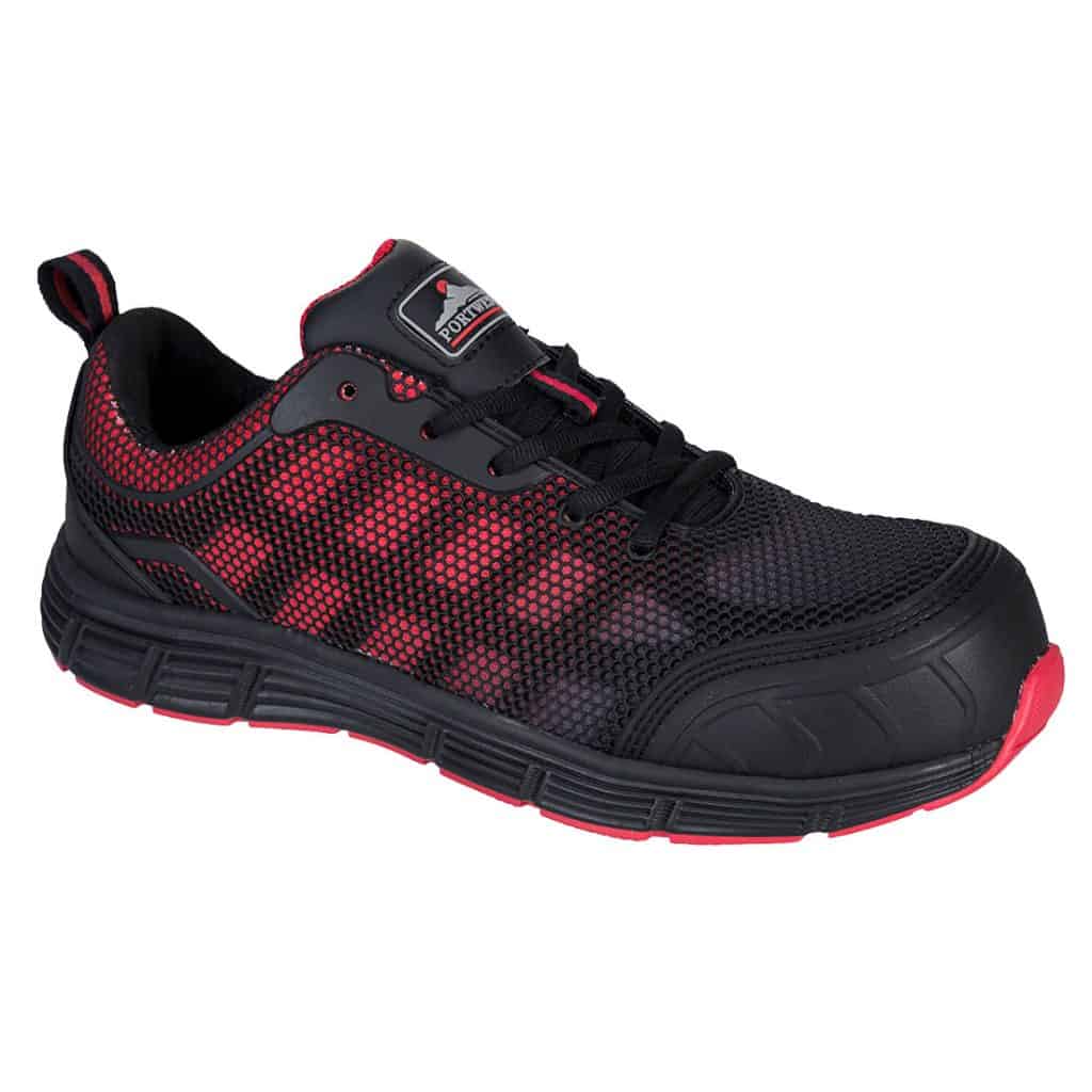 Portwest FT35 - Portwest Compositelite Ogwen Low Cut Trainer S1P Black and red