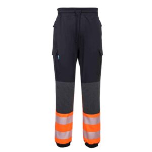 KX341 KX3 Hi-Vis Flexi Trouser By Portwest Orange Front - jogger work trousers