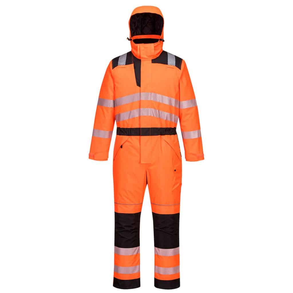 Portwest PW352 - PW3 Hi-Vis Winter Coverall Orange Front - portwest winter coverall