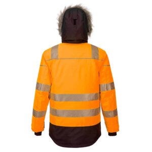 Portwest PW369 PW3 Hi-Vis Winter Parka Jacket Orange Back