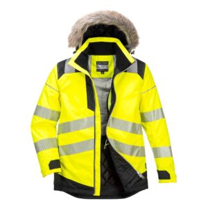 Portwest PW369 PW3 Hi Vis Winter Parka Jacket Yellow Front