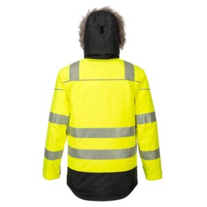 Portwest PW369 PW3 Hi-Vis Winter Parka Jacket Yellow Back