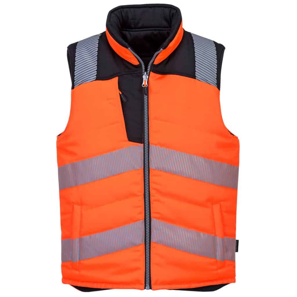 Portwest PW374 PW3 Hi-Vis Reversible Bodywarmer Orange Front