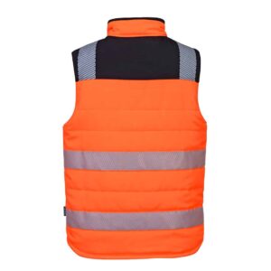 Portwest PW374 PW3 Hi-Vis Reversible Bodywarmer Orange Back