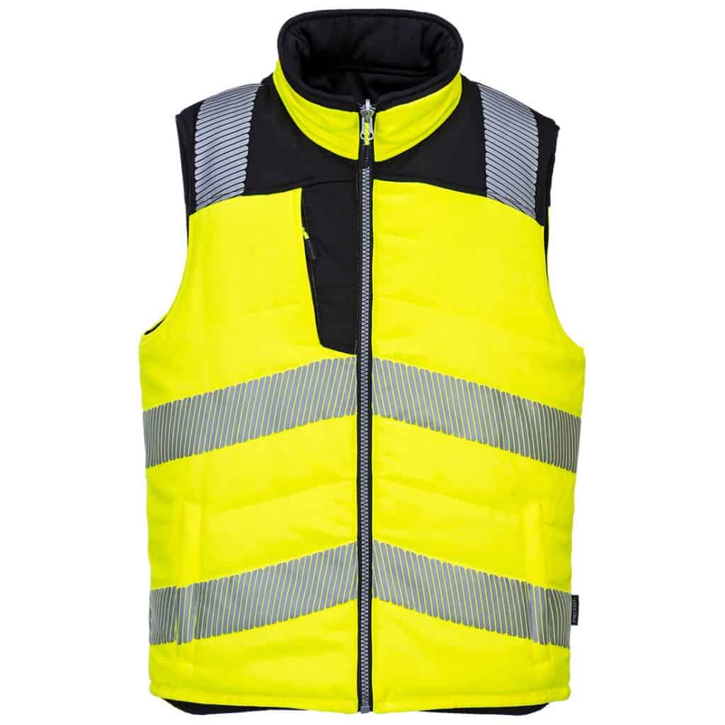 Portwest PW374 PW3 Hi-Vis Reversible Bodywarmer Yellow Front