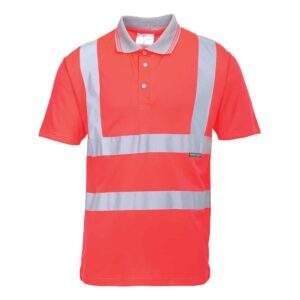 Portwest S477 - Hi-Vis Short Sleeve Polo Red Front