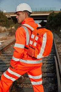 Rail rucksack bag network rail orange back railway