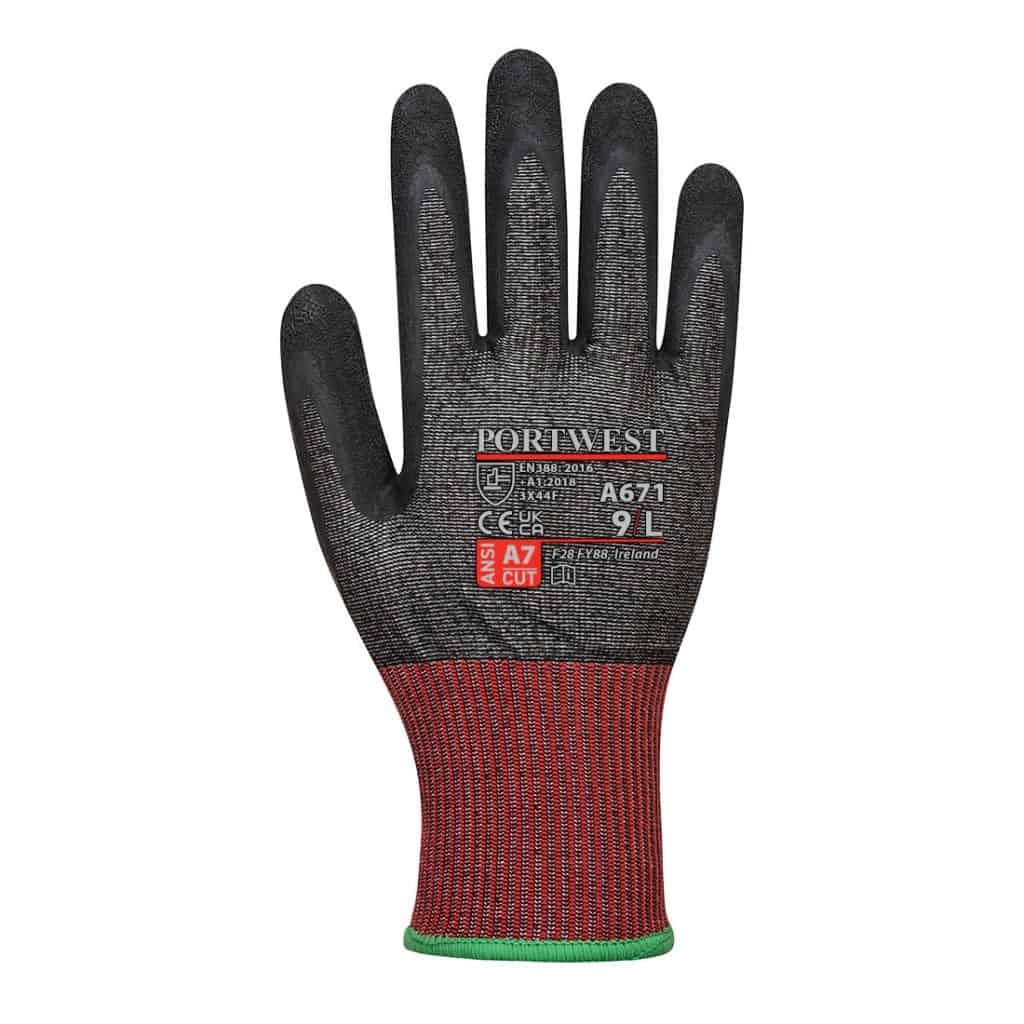 Portwest A671 Latex Cut Glove Grey and Red