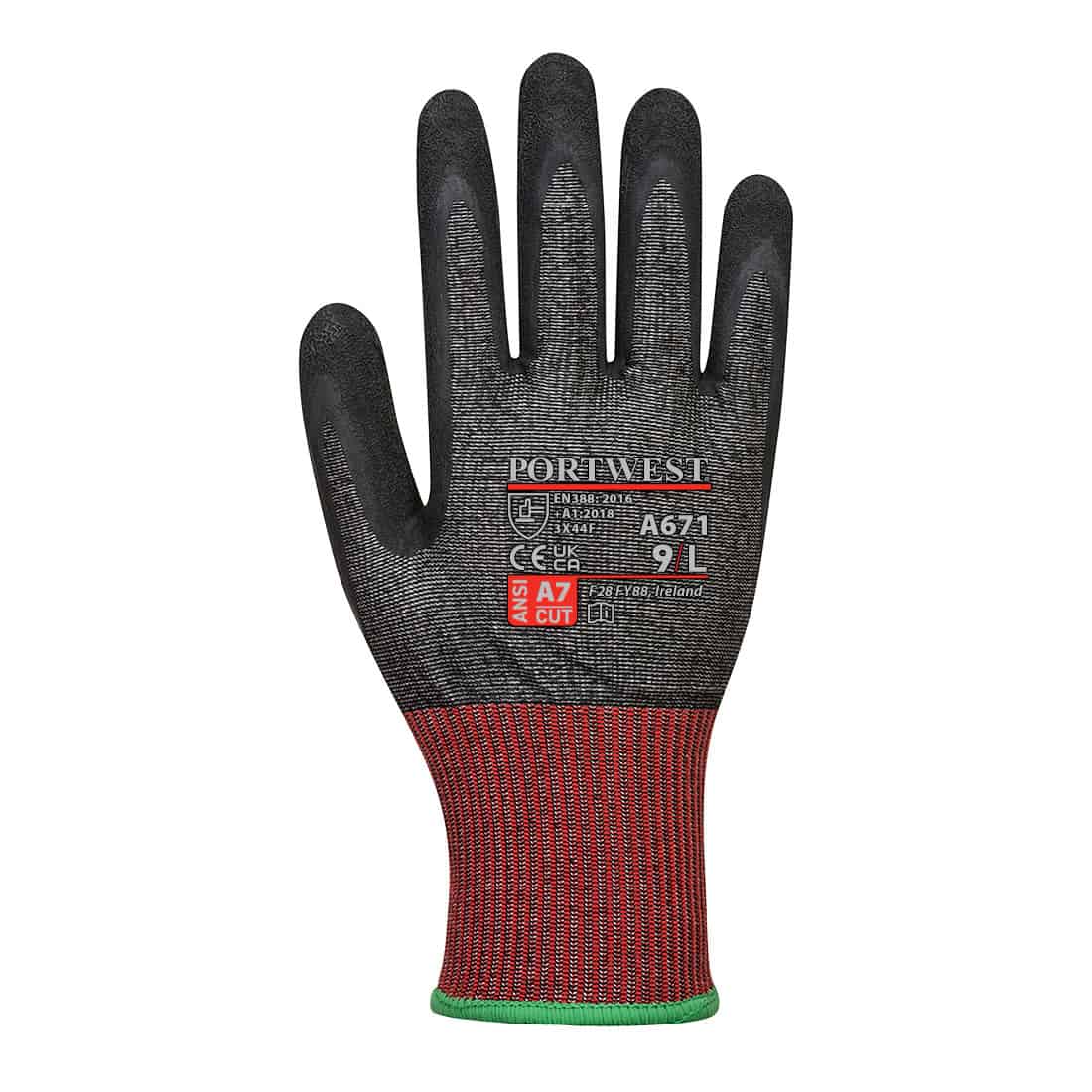 Portwest A671 Latex Cut Glove Grey and Red