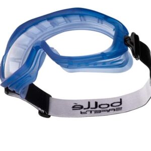 Bolle Atom safety goggle with blue frame and wide strap