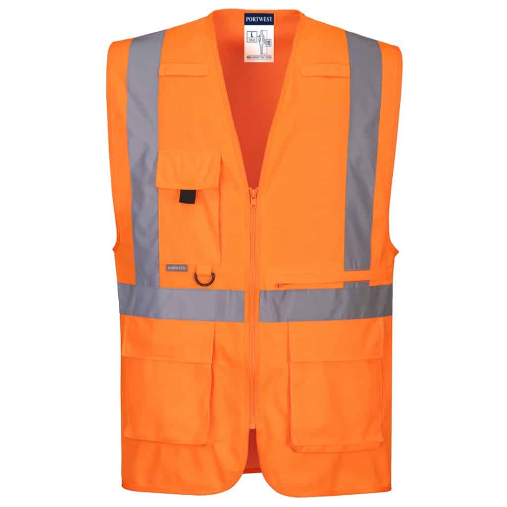 Portwest C357 High visibility executive vest Orange with a pocket for a tablet