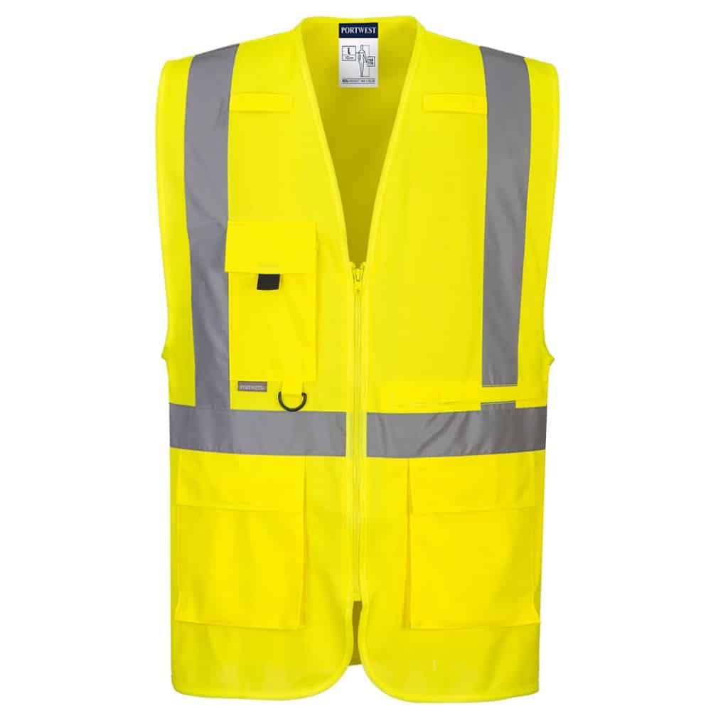 Portwest C357 High visibility executive vest yellow with a pocket for a tablet