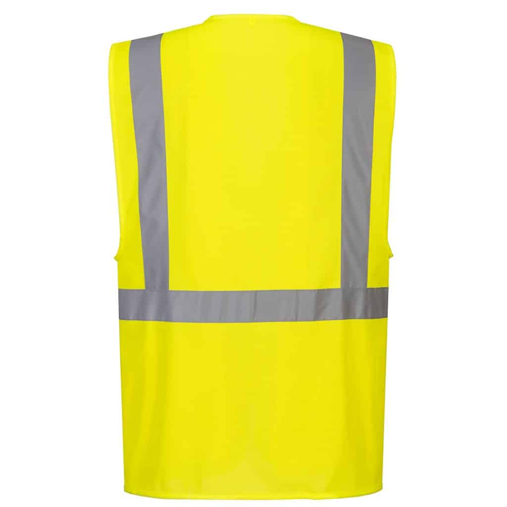 Portwest C357 High visibility executive vest yellow with a pocket for a tablet rear