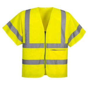 Portwest C372 Hi Vis Short Sleeve Vest with front zip - work vest with pockets