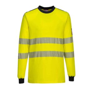 Portwest FR701 WX3 Flame Resistant long sleeve T Shirt Yellow