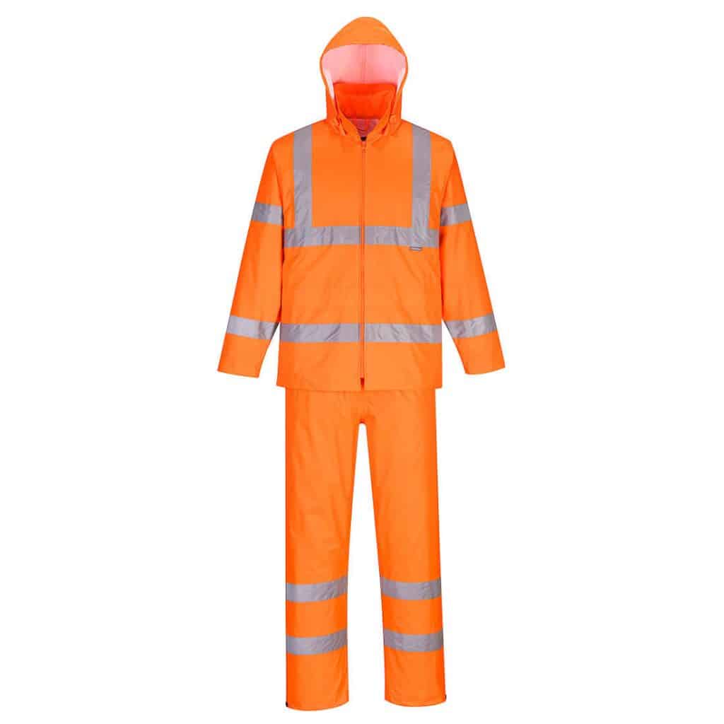 Portwest H448 High visibility Packaway Rainsuit Orange