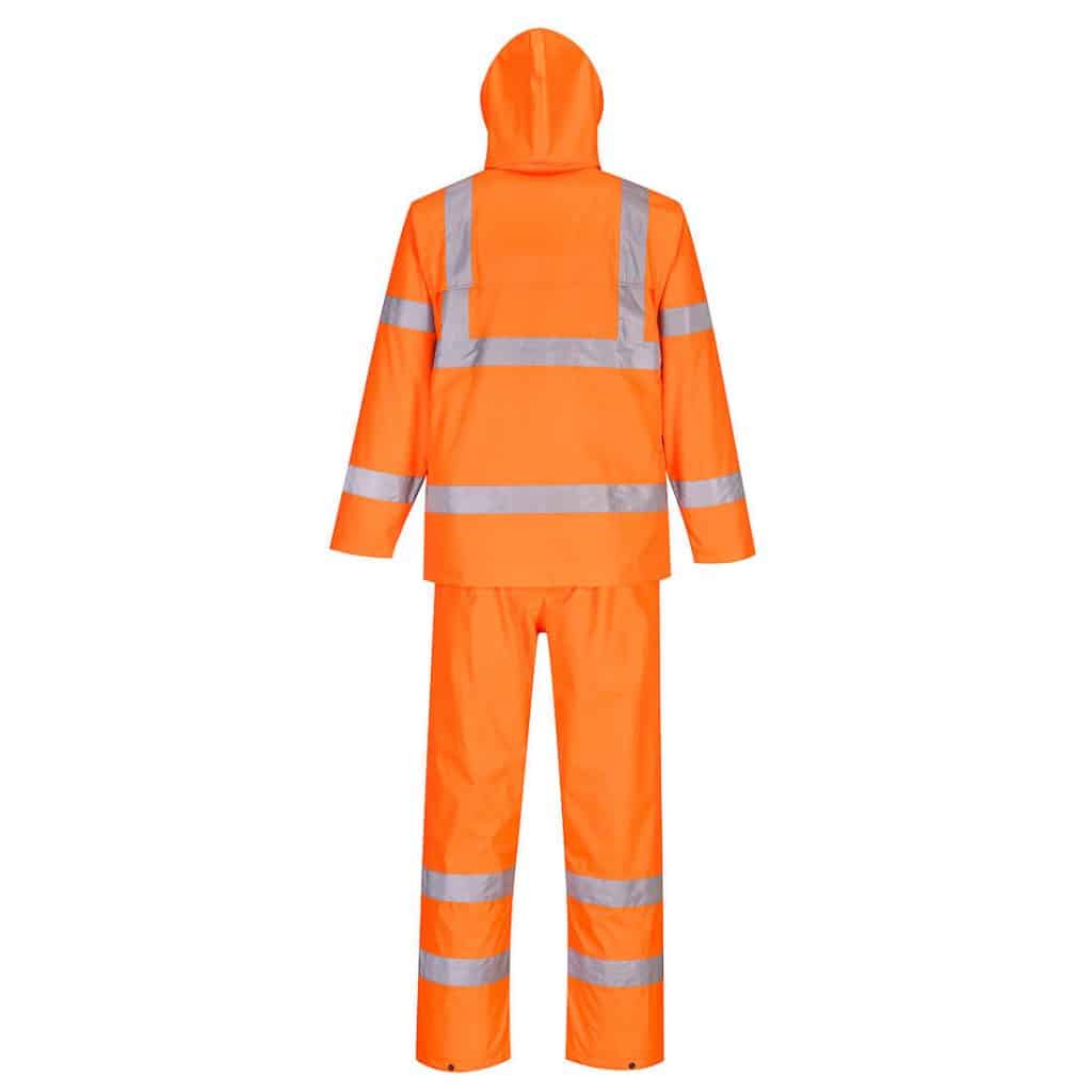 Portwest H448 High visibility Packaway Rainsuit Orange rear