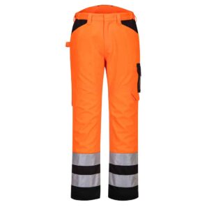 Portwest PW241 High Visibility service trouser Orange - high vis work trousers