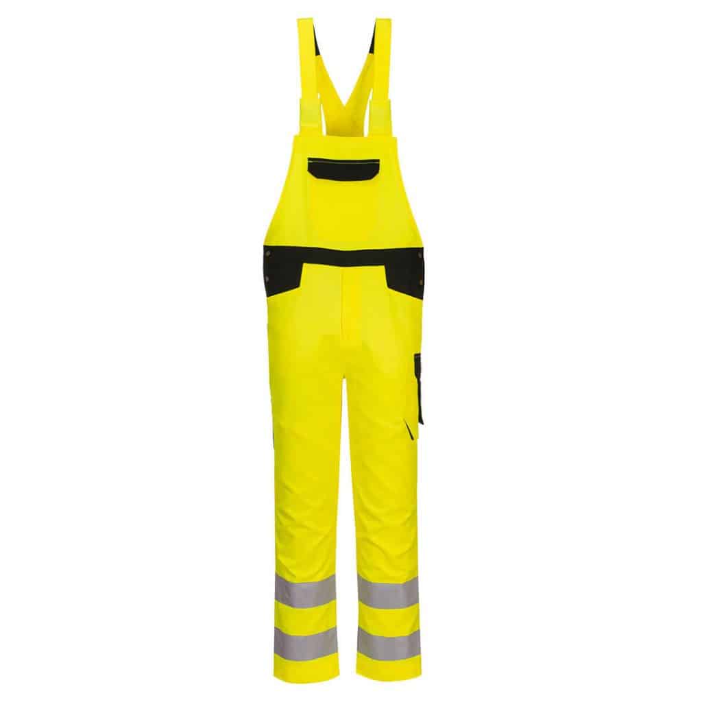 Portwest PW244 Bib and brace yellow high visibility front