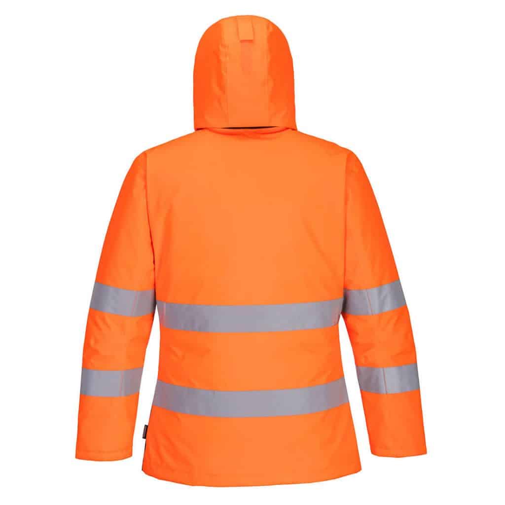 Portwest PW261 Orange High Visibility Winter Jacket Rear