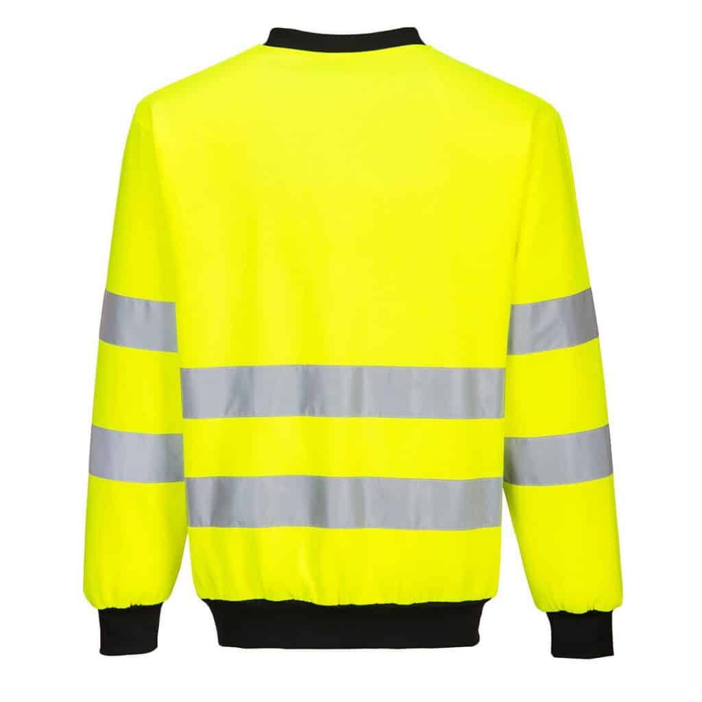 Portwest PW277 PW2 Crew Neck Sweatshirt Yellow Rear