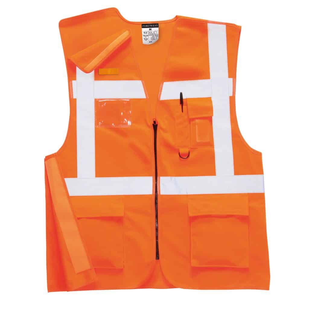 Portwest RT26 orange hi vis executive rail vest