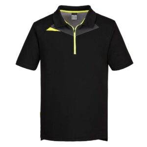 Portwest DX410 DX4 Polo Shirt Front Black - black work polo shirts