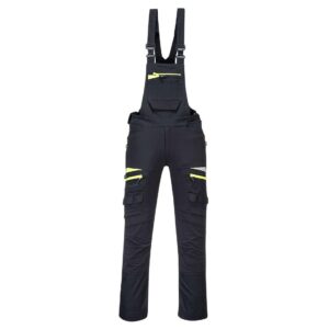 Portwest DX441 DX4 Work Bib and Brace Black Front - mens bib and brace