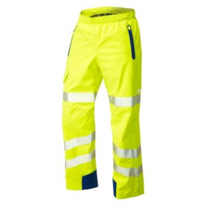 Lundy Waterprood Overtrouser Yellow LEO Workwear - hi vis waterproof trousers