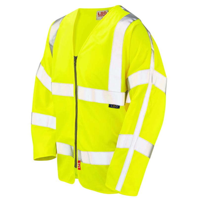 LEO Merton Sleeved Hi Vis Vest with front zip - FR hi vis vest