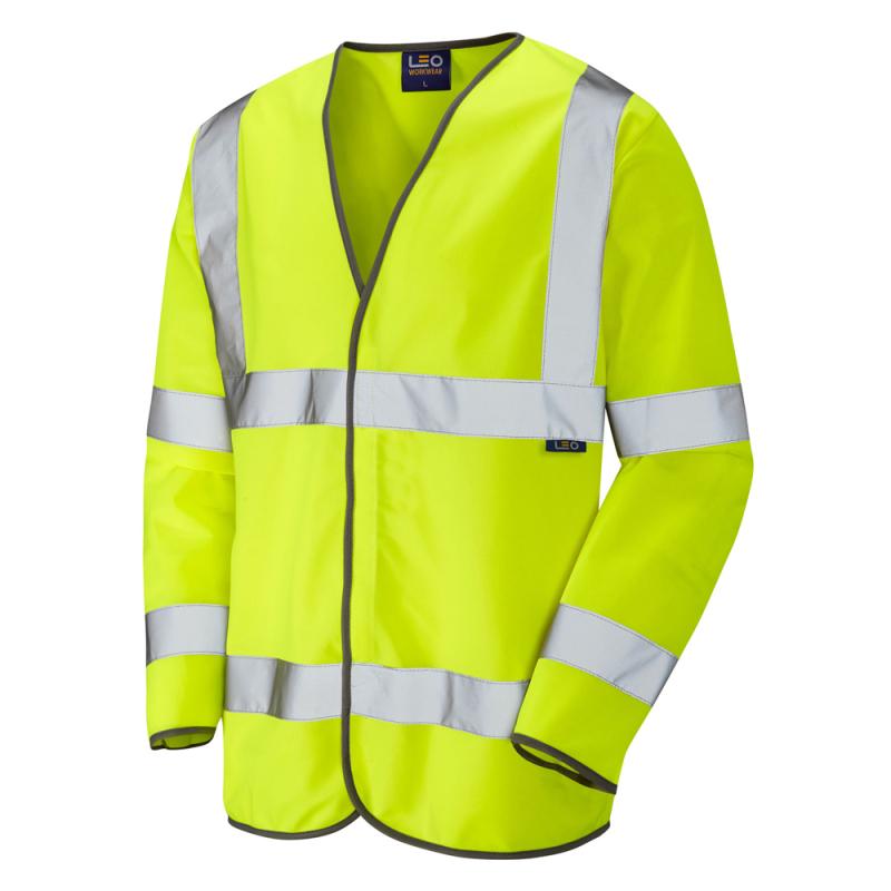 LEO Workwear Shirwell Long Sleeve hi vis Vest Yellow