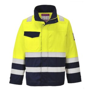 Portwest MV25 Hi Vis Modaflame Jacket Yellow Front - FR Hi Vis Jacket