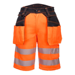 PW343 Portwest Hi Vis Holster Shorts in Orange Front - hi vis work shorts