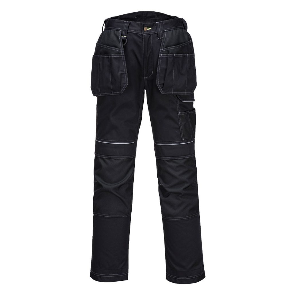 Stretch work trousers with kneepads