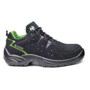 BASE Harlem Low Safety Boots Black and Green - comfortable safety trainers