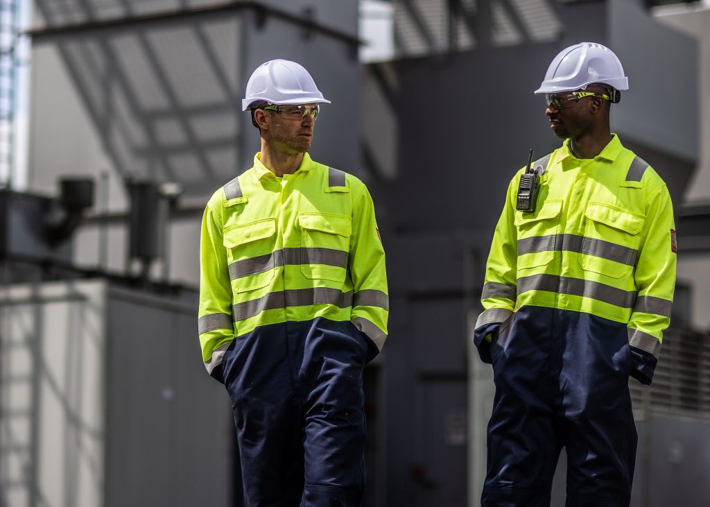 safety helmet with coveralls