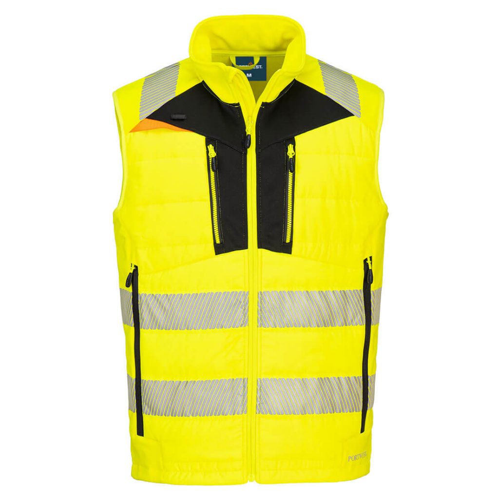 Portwest DX479 DX4 Hi Vis Body warmer Yellow Front - Portwest bodywarmer